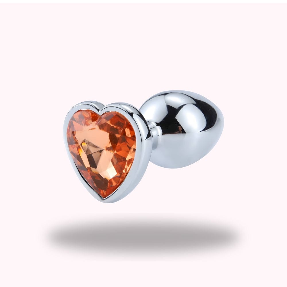 Plug anal diamant métal coeur orange