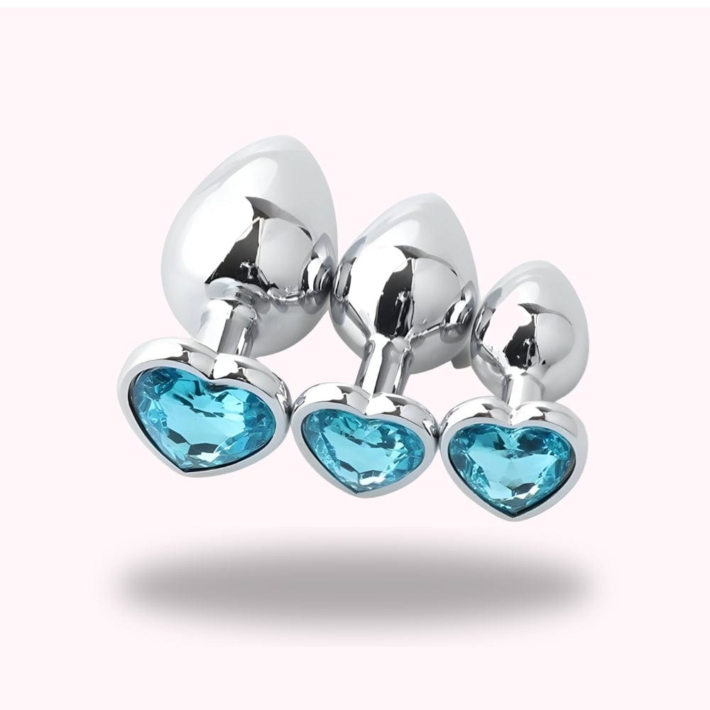 Plug anal en métal bleu clair coffret 3 formats - Maison du Plug