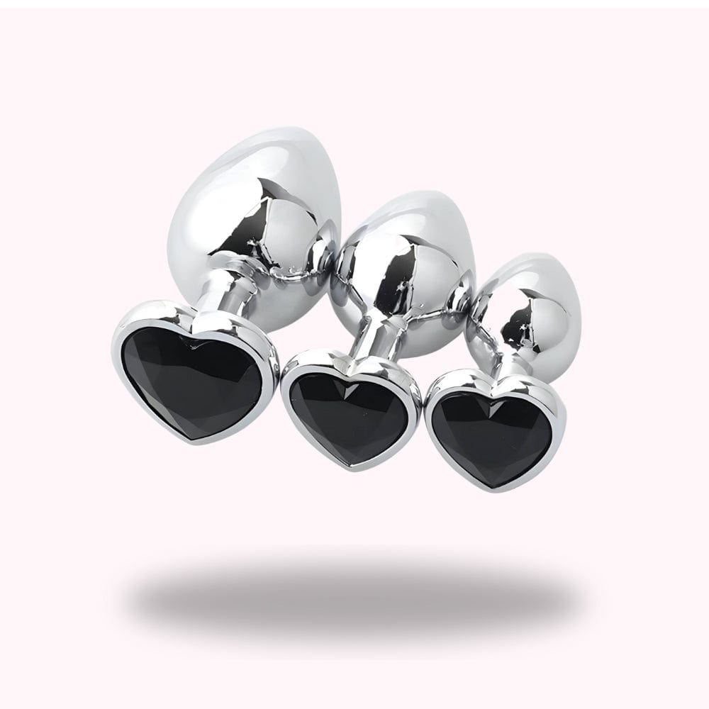 Plug anal en métal noir coffret 3 formats