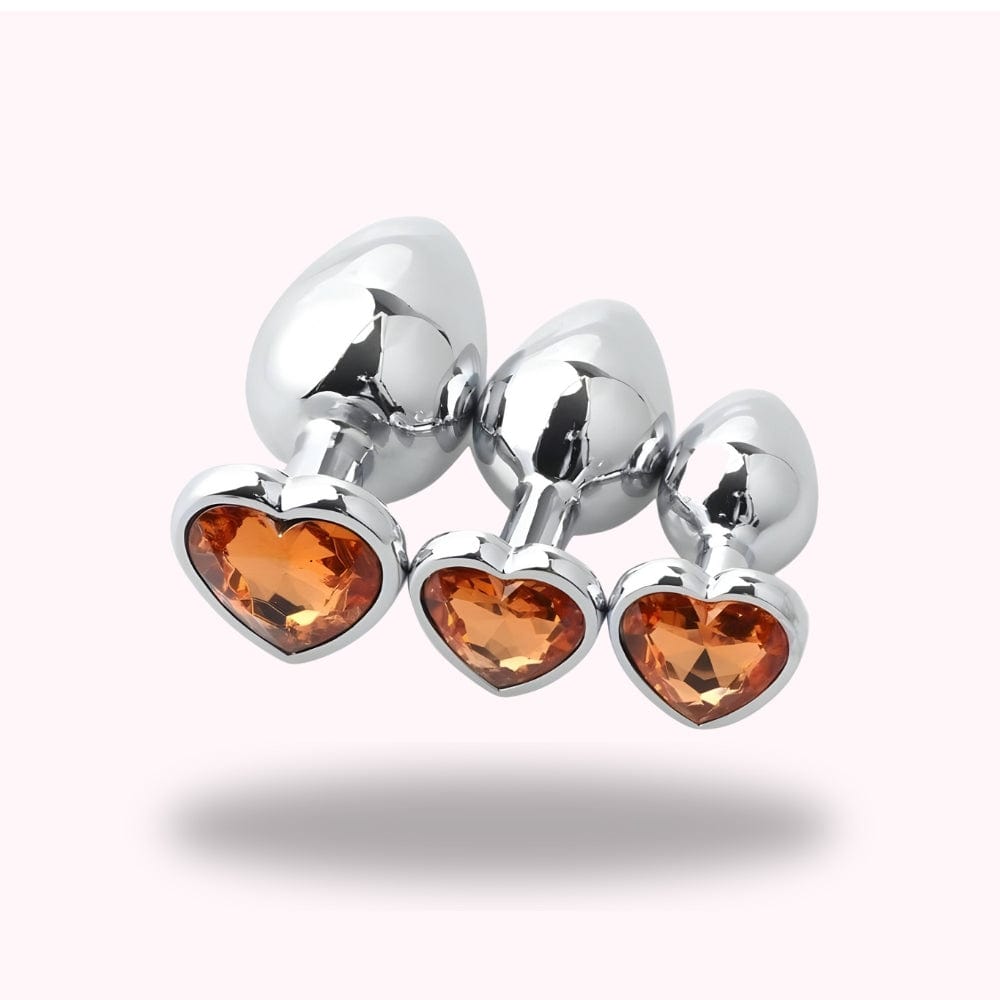 Plug anal en métal orange coffret 3 formats - Maison du Plug
