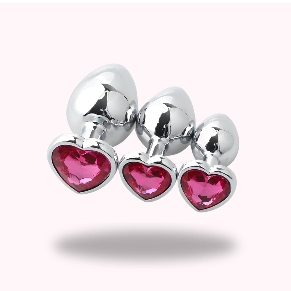 Plug anal en métal rose bonbon coffret 3 formats - Maison du Plug