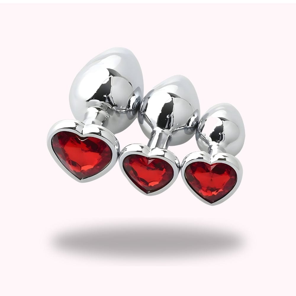 Plug anal en métal rouge coffret 3 formats - Maison du Plug
