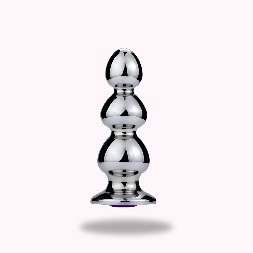 Plug anal nain en mtal triple boule XXL Plug anal nain en mtal triple boule XXL