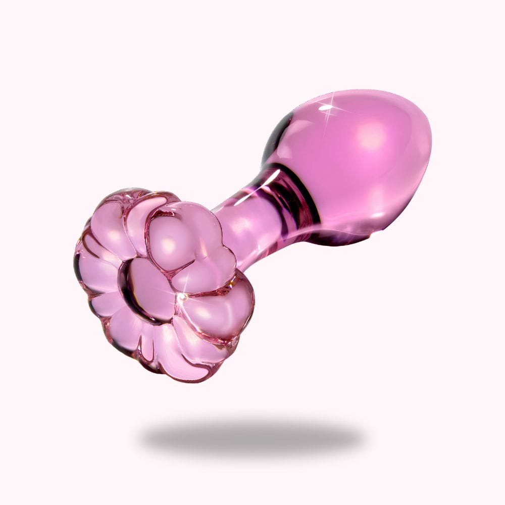 Plug anal ondul en verre rose