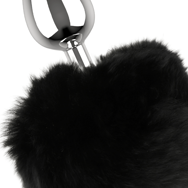 Plug queue de lapin noir élégant métal