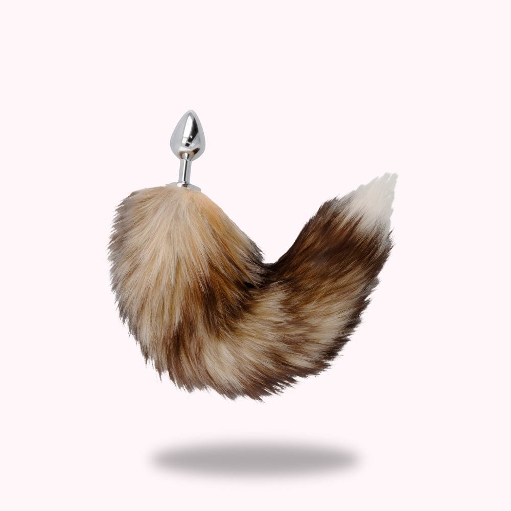 Plug queue de renard marron et blanche