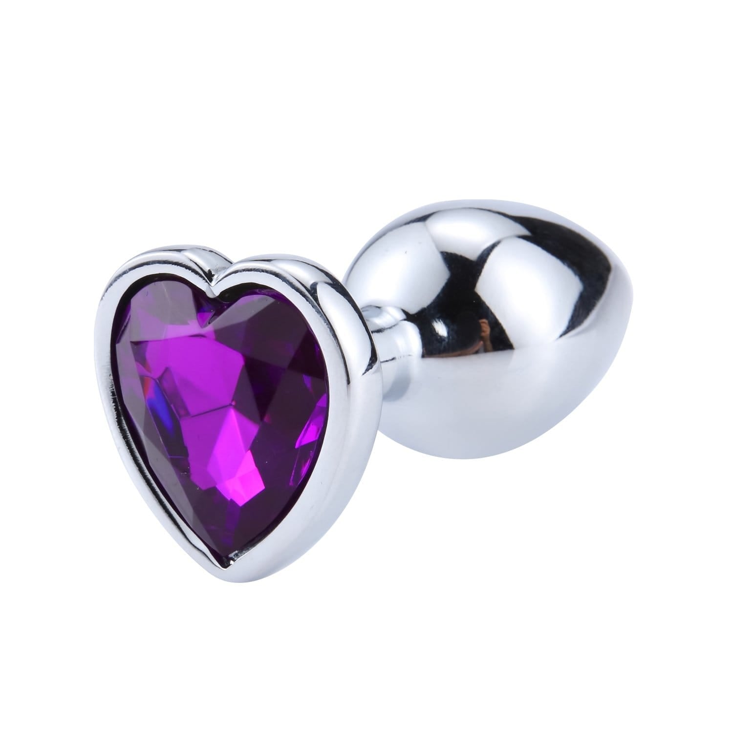 Plug anal diamant métal coeur violet
