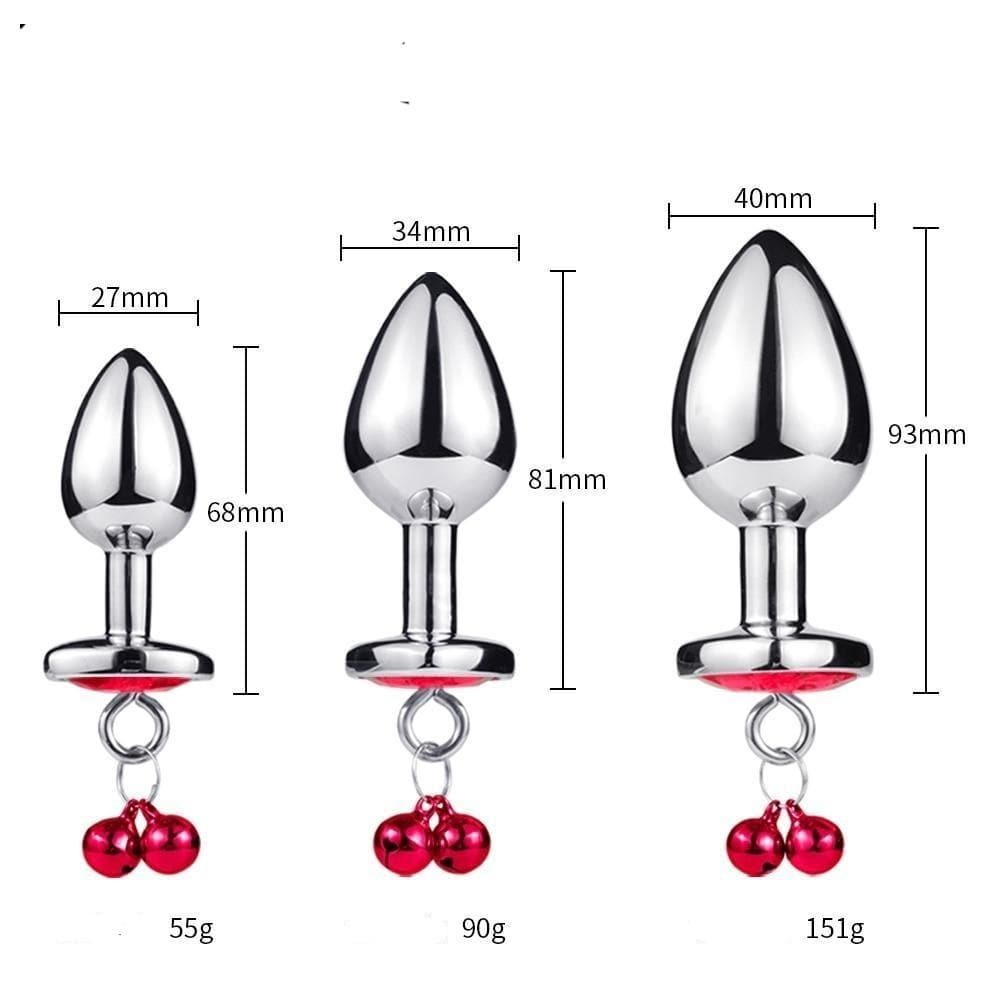 Coffret plug anal en métal rouge avec attache dimensions