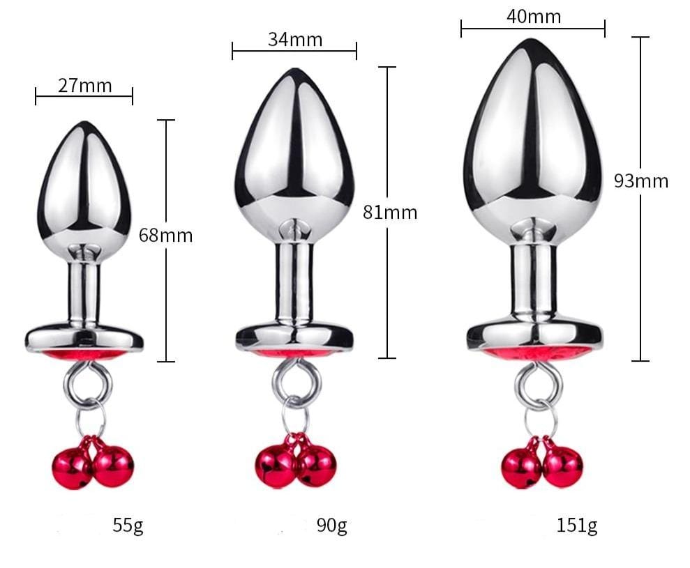 Plug anal en métal rouge avec attache