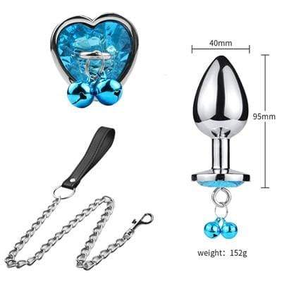 Plug anal en métal bleu avec attache L