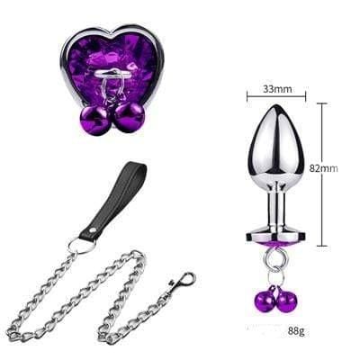 Plug anal en métal violet avec attache M