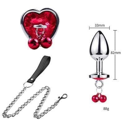 Plug anal en métal rouge avec attache M