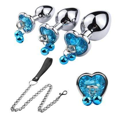 Coffret plug anal en métal bleu avec attache