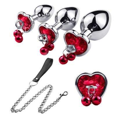 Coffret plug anal en métal rouge avec attache