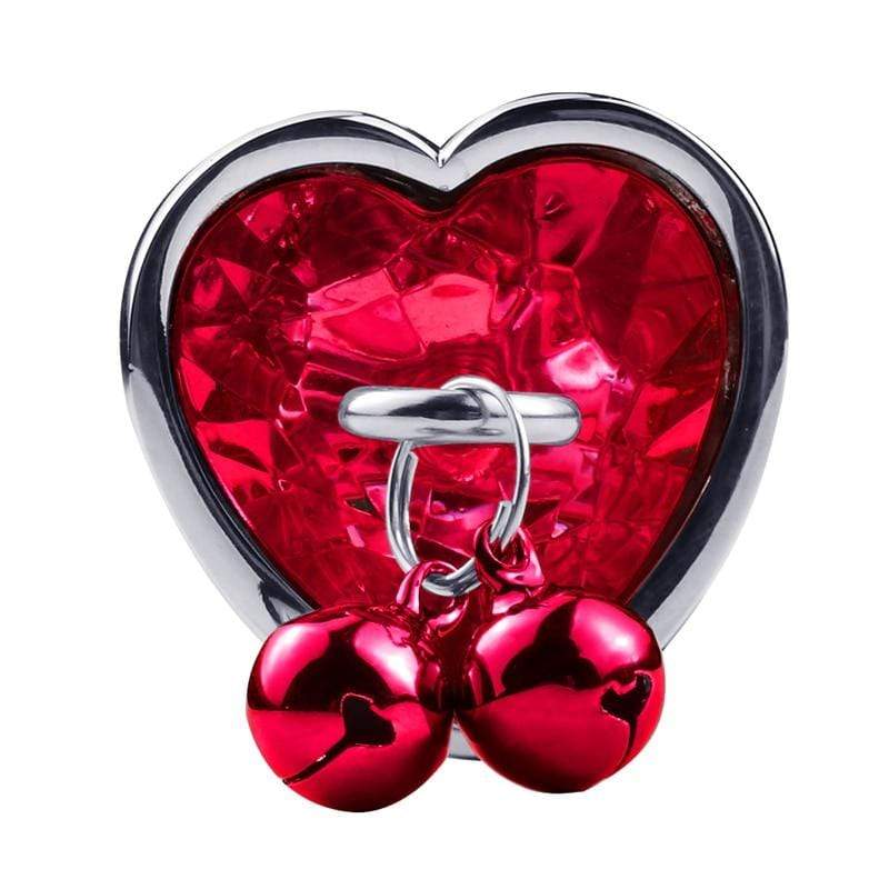 Plug anal en métal rouge avec attache coeur rouge