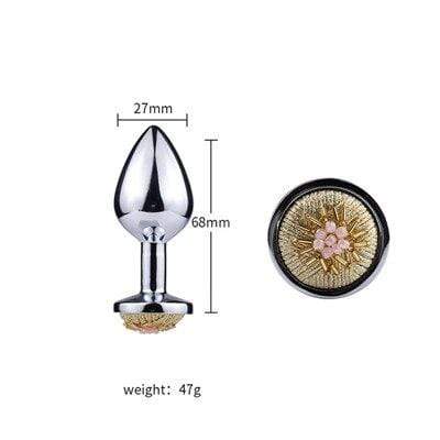 Plug anal avec perles "fleur" en métal S