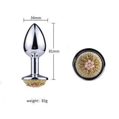 Plug anal avec perles "fleur" en métal M