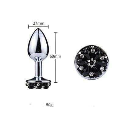 Plug anal avec perles noires en métal S dimensions