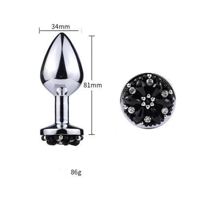 Plug anal avec perles noires en métal M dimensions