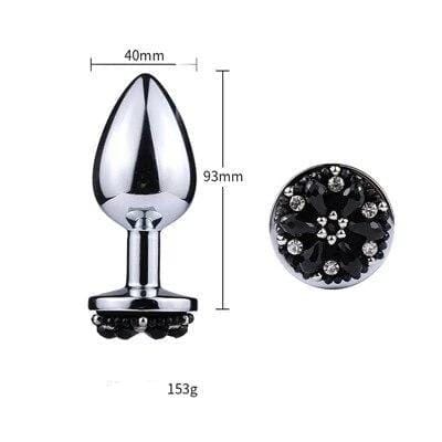 Plug anal avec perles noires en métal L dimensions
