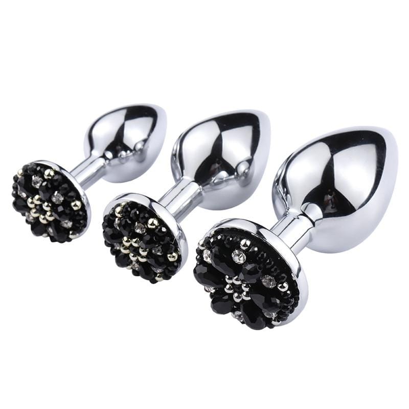 Plug anal avec perles noires en métal