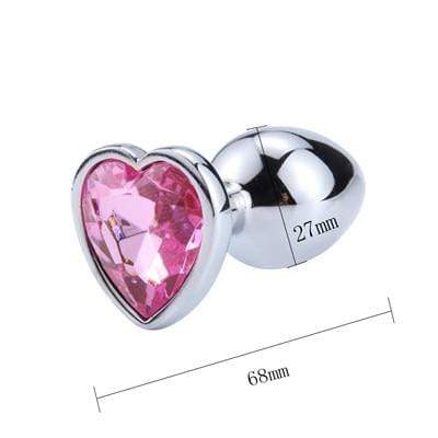 Plug anal diamant métal coeur rose