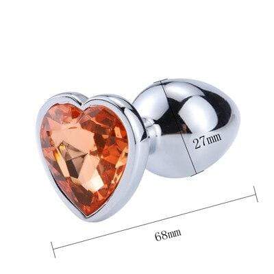 Plug anal diamant métal coeur orange