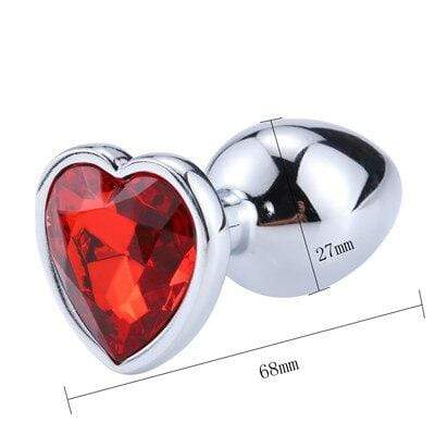 Plug anal diamant métal coeur rouge