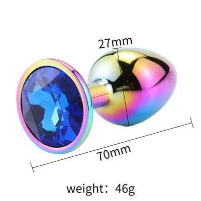 Plug anal arc-en-ciel diamant bleu foncé