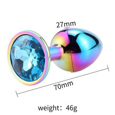 Plug anal arc-en-ciel diamant bleu