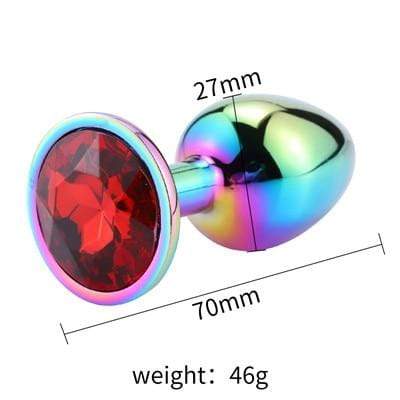 Plug anal arc-en-ciel diamant rouge vif