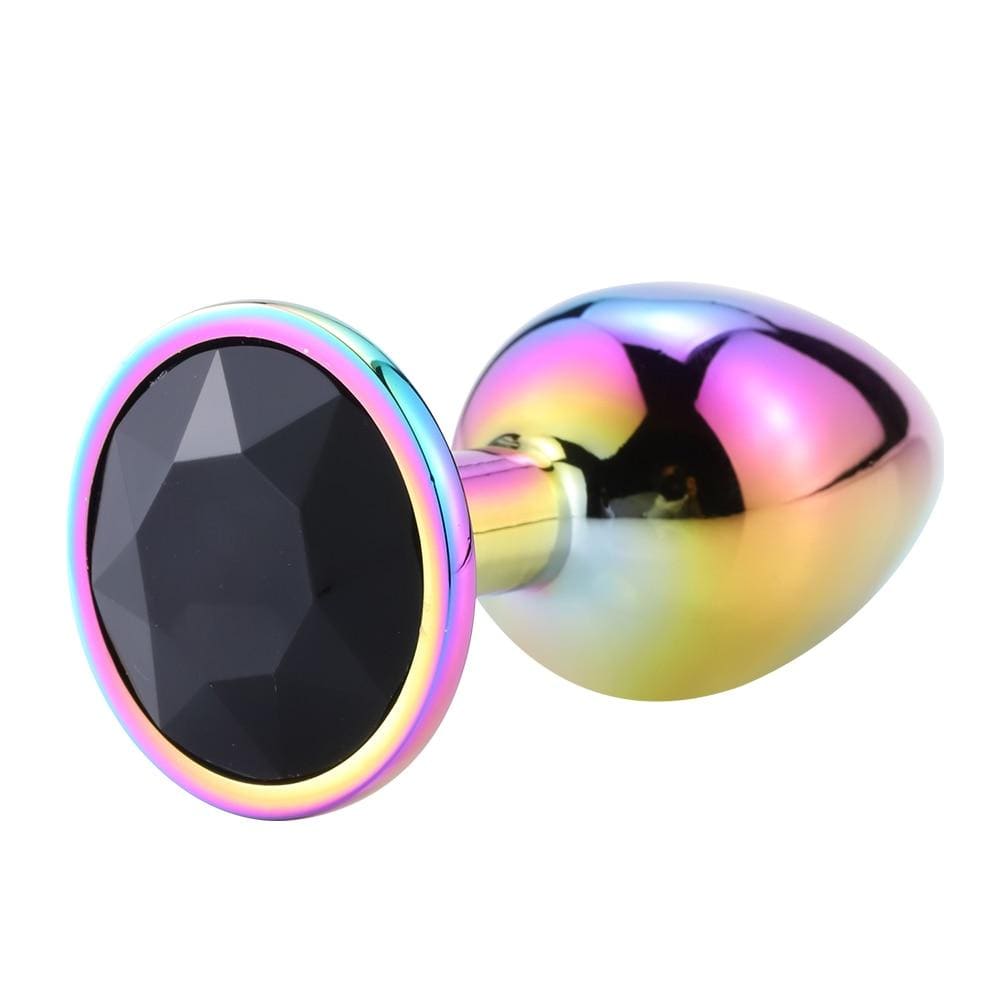 Plug anal arc-en-ciel diamant noir
