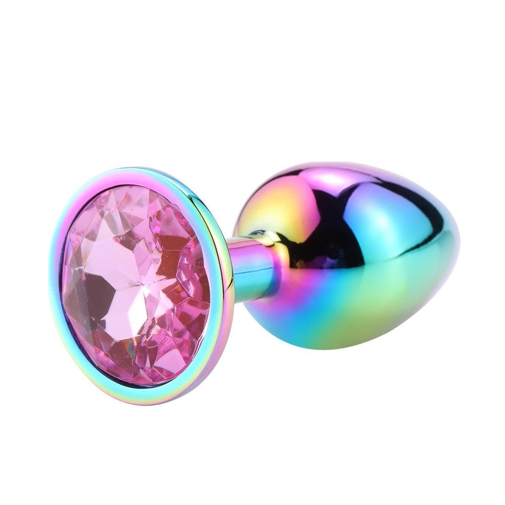 Plug anal arc-en-ciel diamant rose
