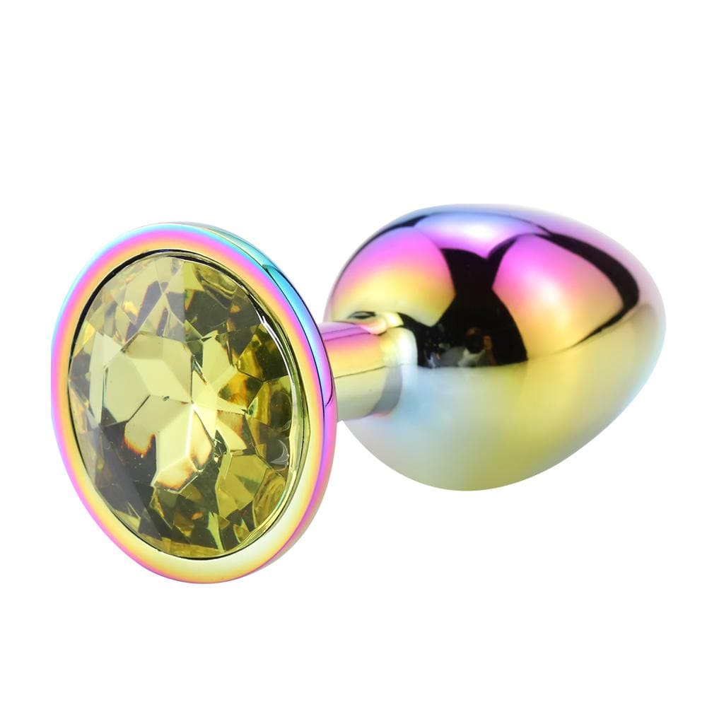 Plug anal arc-en-ciel diamant jaune