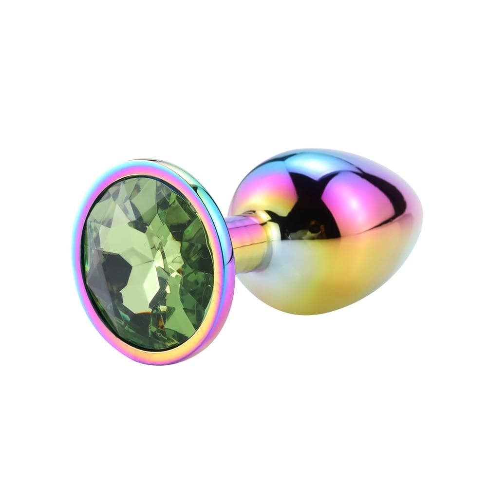 Plug anal arc-en-ciel diamant vert