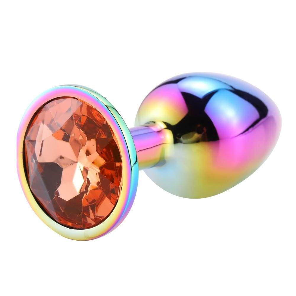 Plug anal arc-en-ciel diamant rouge