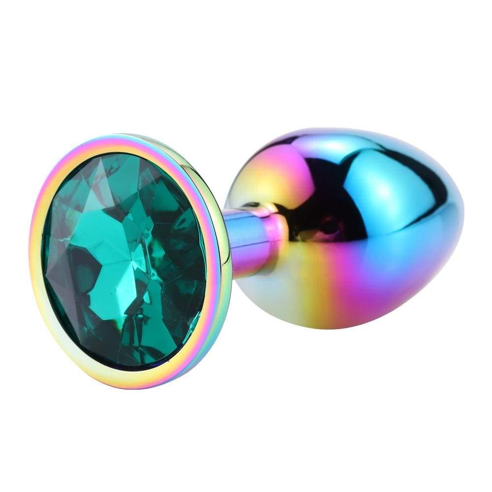 Plug anal arc-en-ciel diamant emeraude