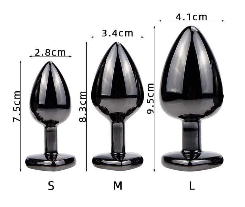 Plug anal cœur rose en métal coffret 3 formats dimensions