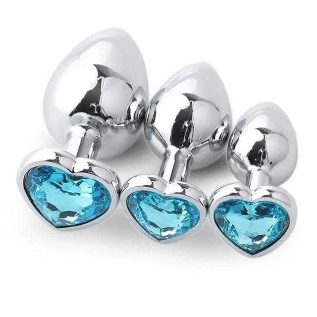 Plug anal en métal bleu clair coffret 3 formats