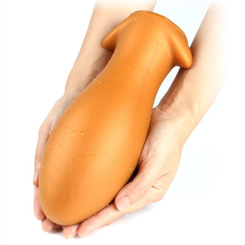 Plug anal XXL œuf flexible en silicone or