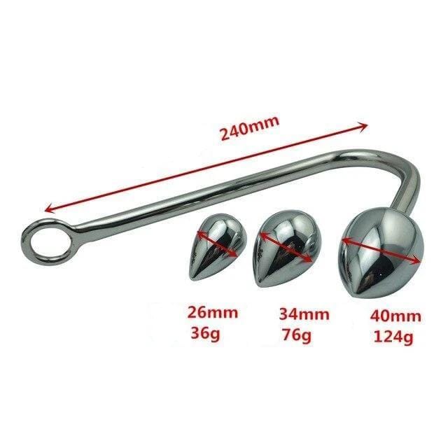 Crochet anal avec plugs 3 formats dimensions