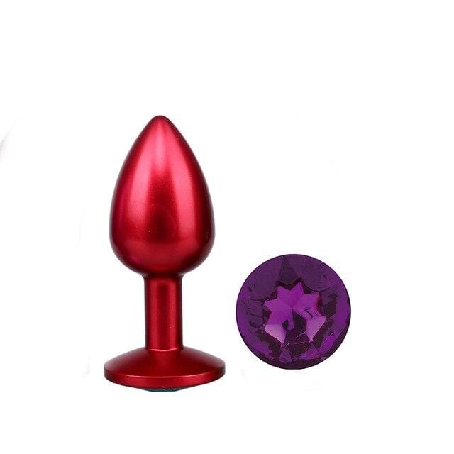 Plug anal en métal rouge diamant violet