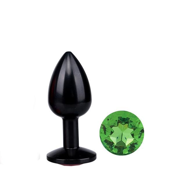 Plug anal en métal noir diamant vert