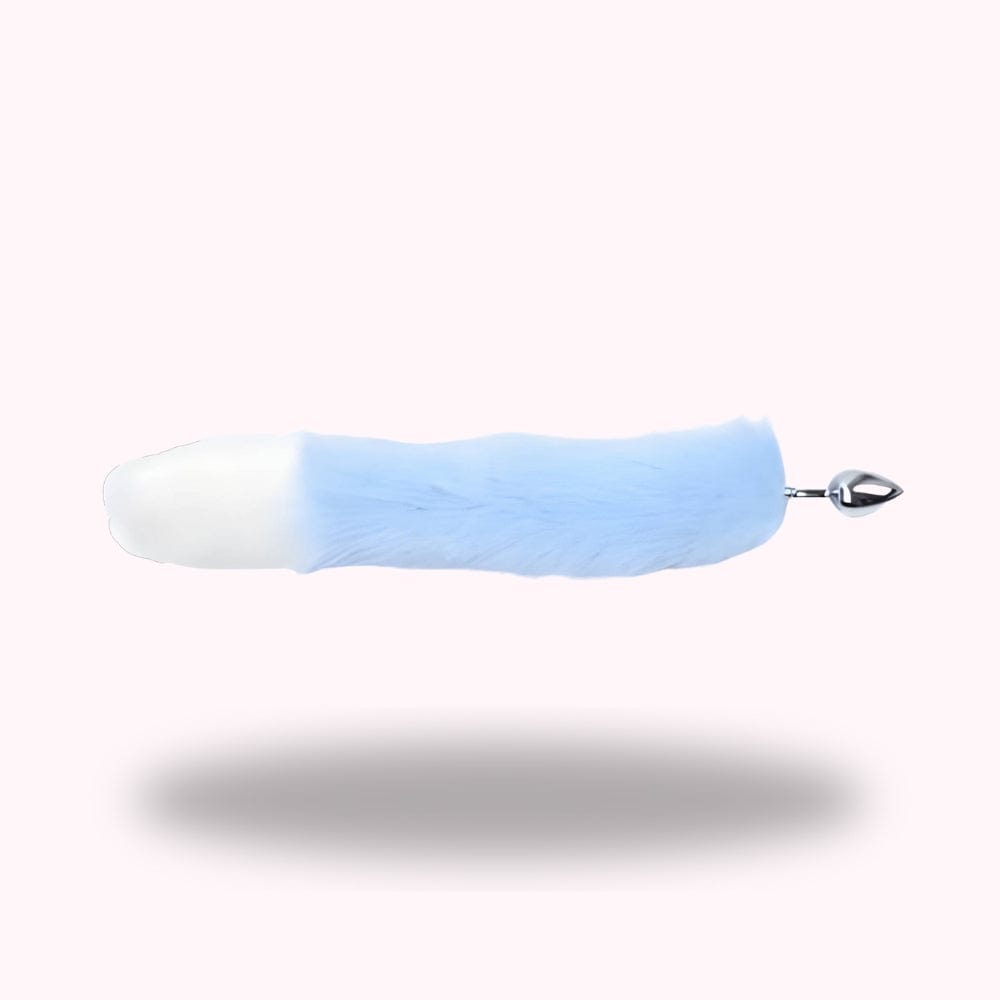 Plug anal queue de chat bleue et blanche