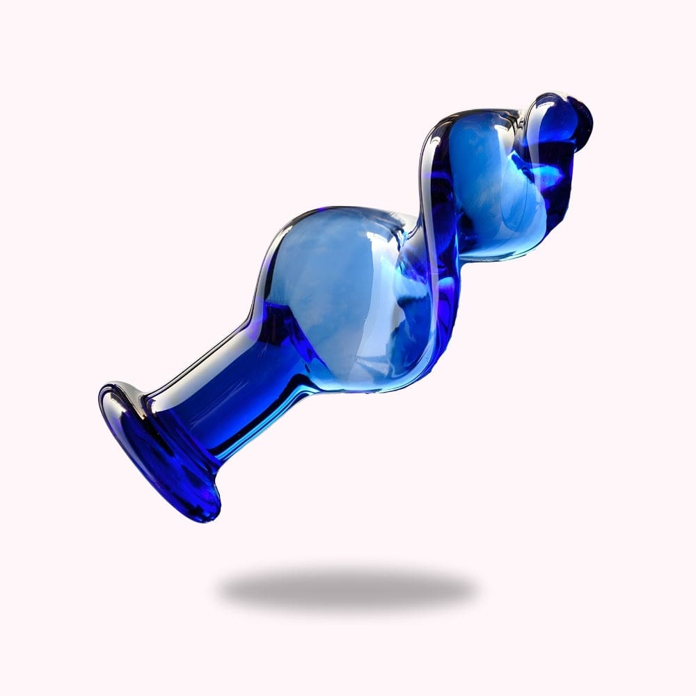 Plug anal spirale orgasmique en verre bleu - Maison du Plug