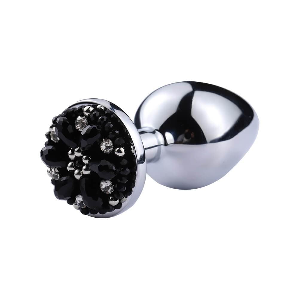 Plug anal avec perles noires en métal