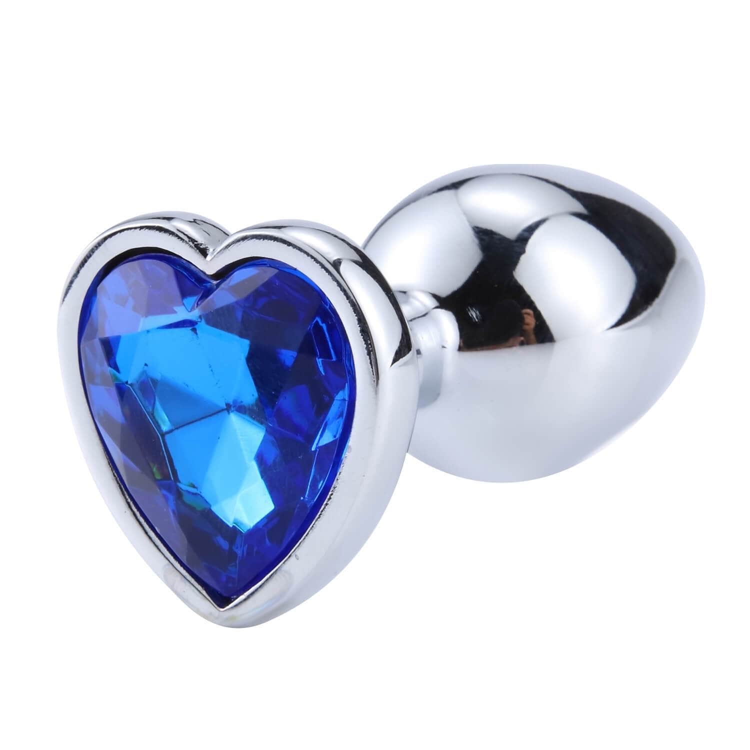 Plug anal diamant metal coeur bleu