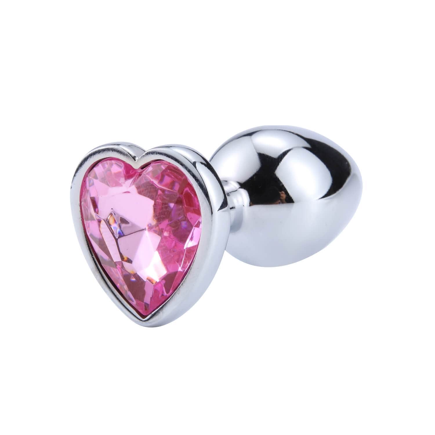 Plug anal diamant métal coeur rose