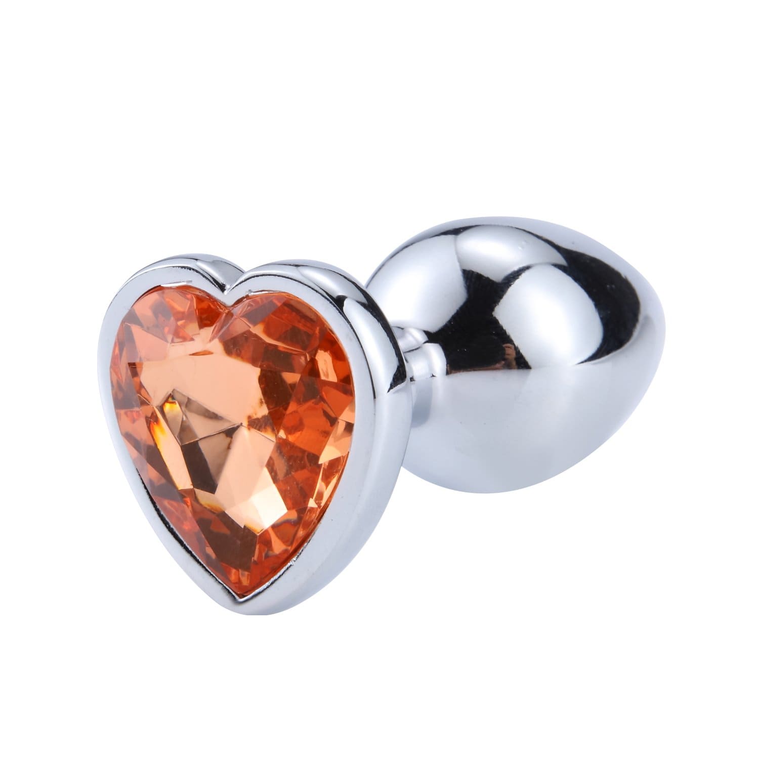 Plug anal diamant métal coeur orange