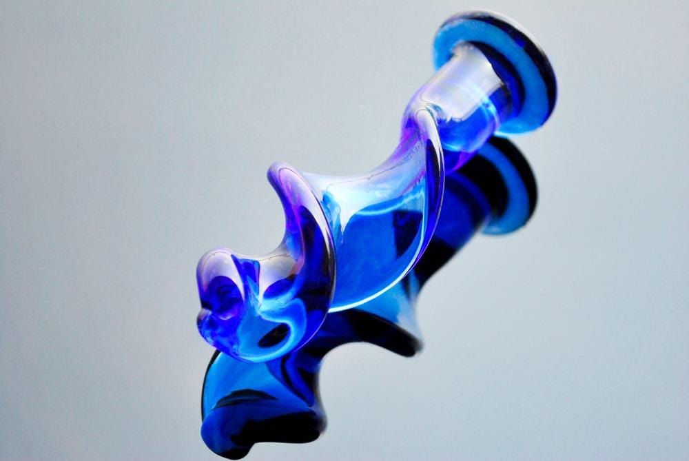 Plug anal spirale orgasmique en verre bleu 